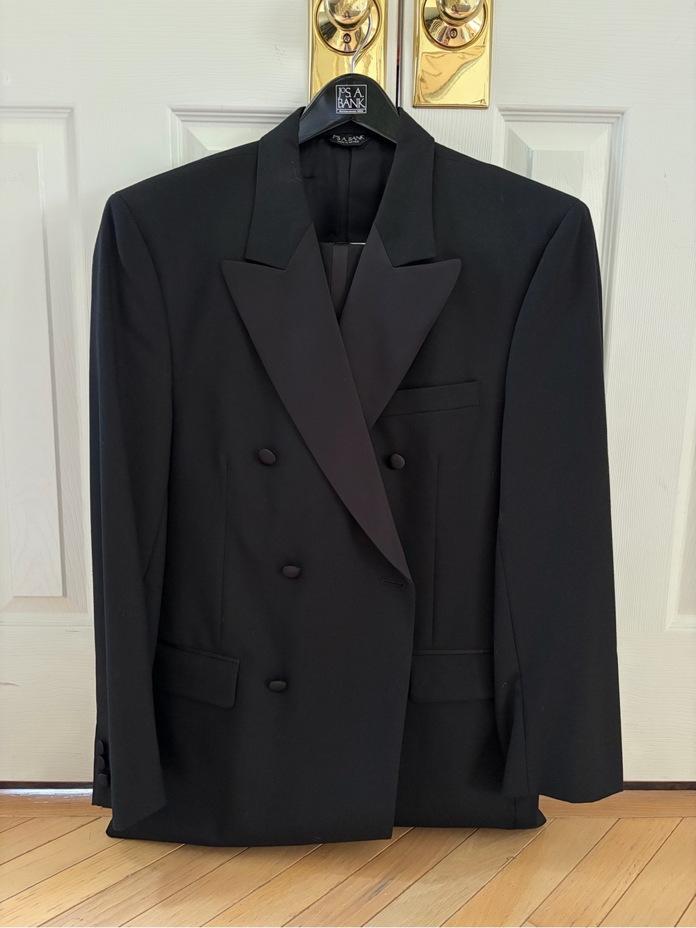 Jos. A. Bank Black Double-Breasted Tuxedo Suit Jacket and Pants